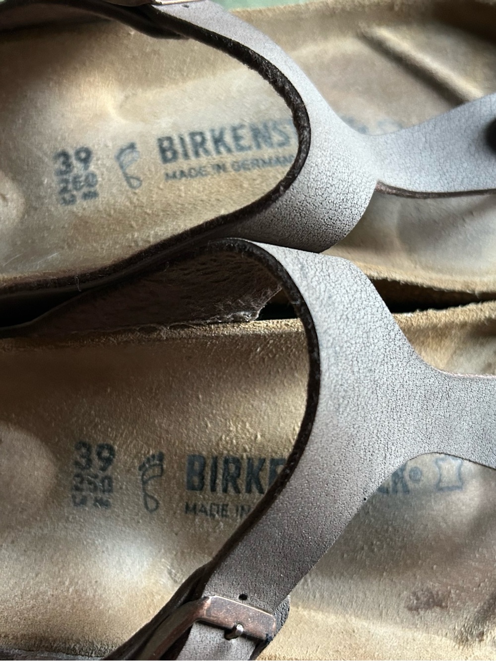 Birkenstock Women's Metallic Bronze Double Strap Slide Sandals